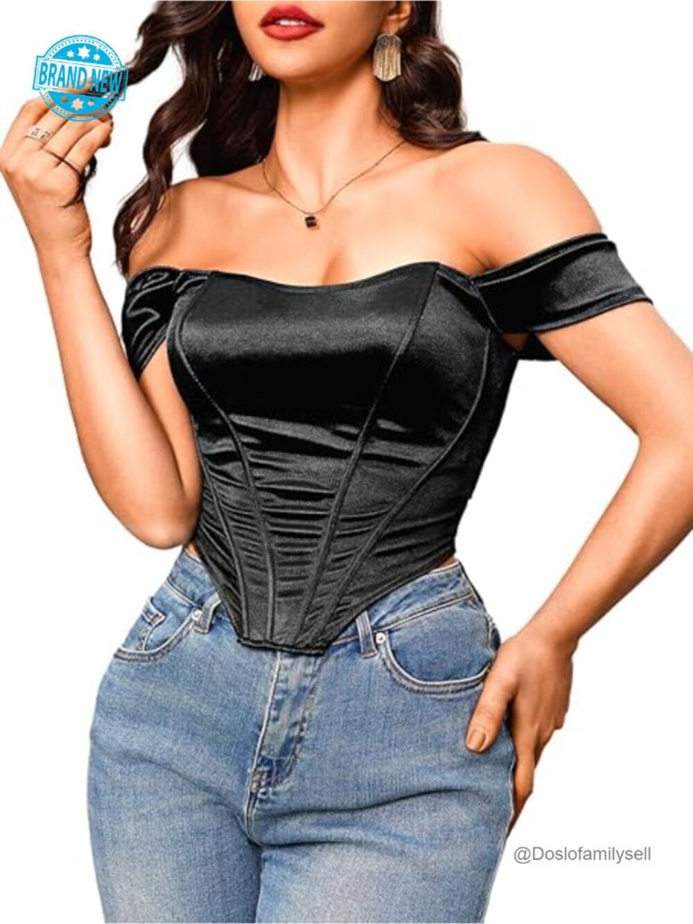Satin Strapless Off Shoulder Corset Top Bustier Night Out